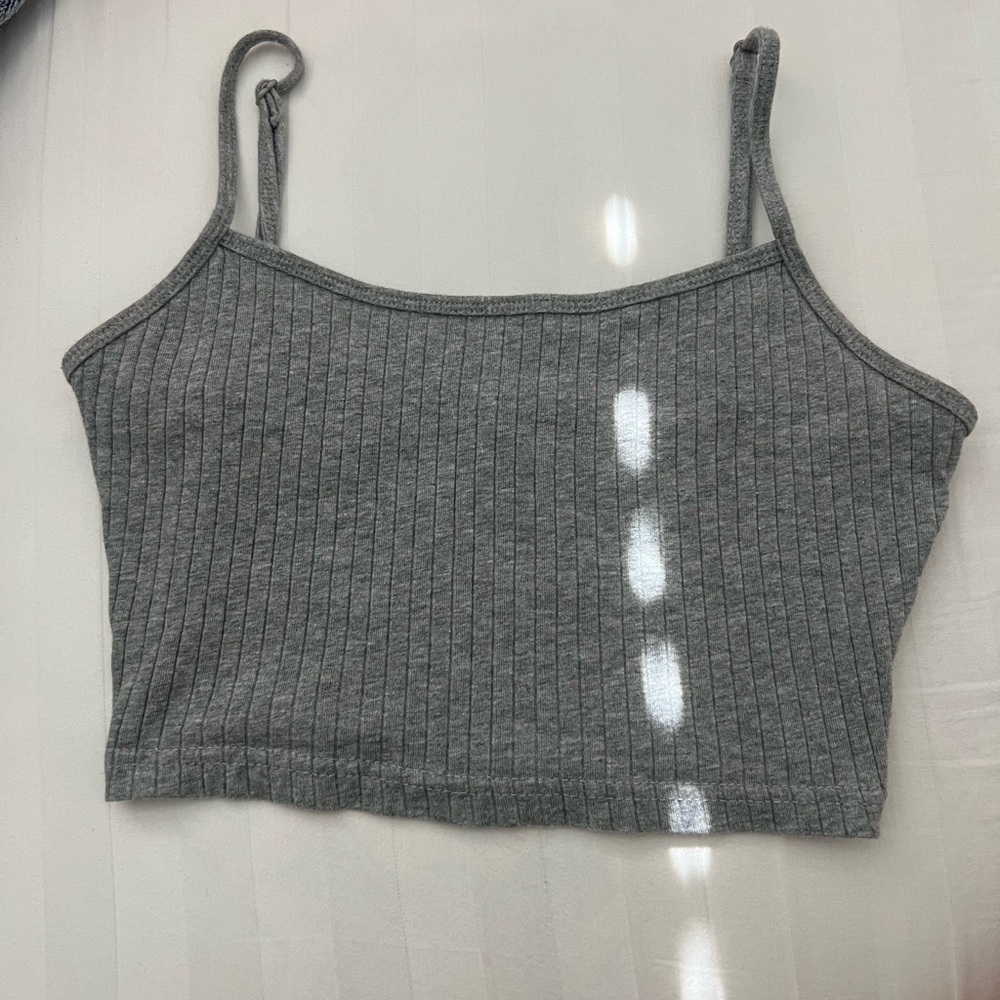 Gray Ribbed Women's Crop Top